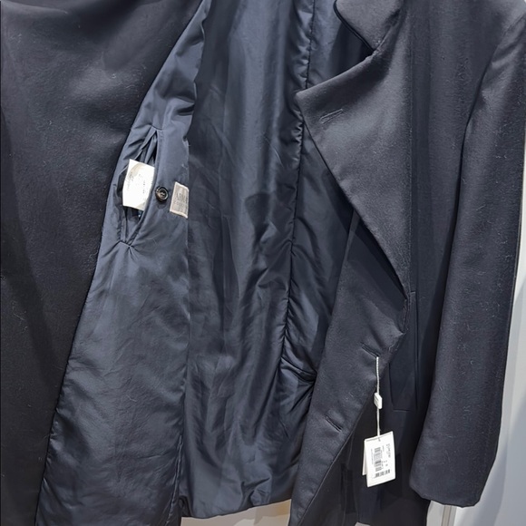 Navy Double Breasted Trench Coat with Wide Lapels and Tailored Fit - Picture 5 of 6